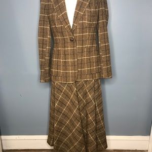VTG Evan Picone Wool Plaid Skirt Suit sz 6